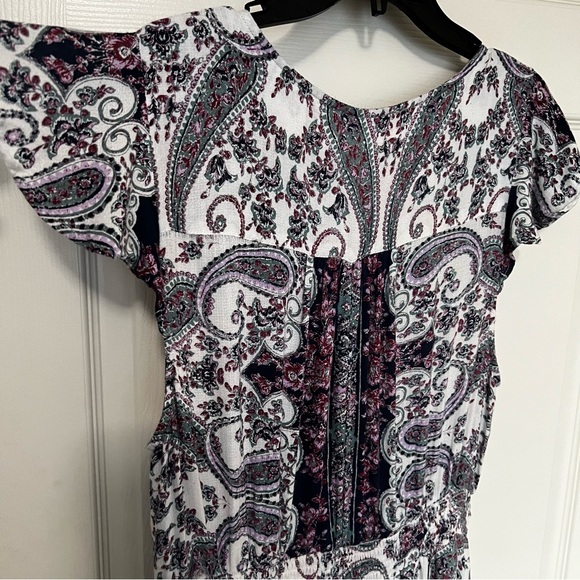 Lucky Brand Paisley Maxi Dress Women’s XL Boho Tie Waist Short Sleeve - Picture 7 of 14